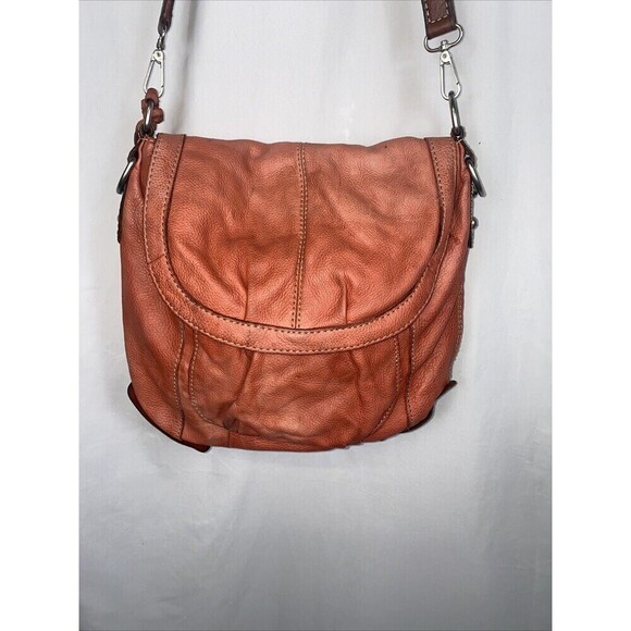 FOSSIL Key Per Crossbody Leather Orange Summer Handbag Boho Hobo Hippie - Picture 2 of 14